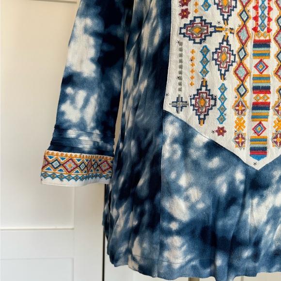 John Mark Embroidered V-neck BOHO Colorful Blouse - Picture 5 of 10